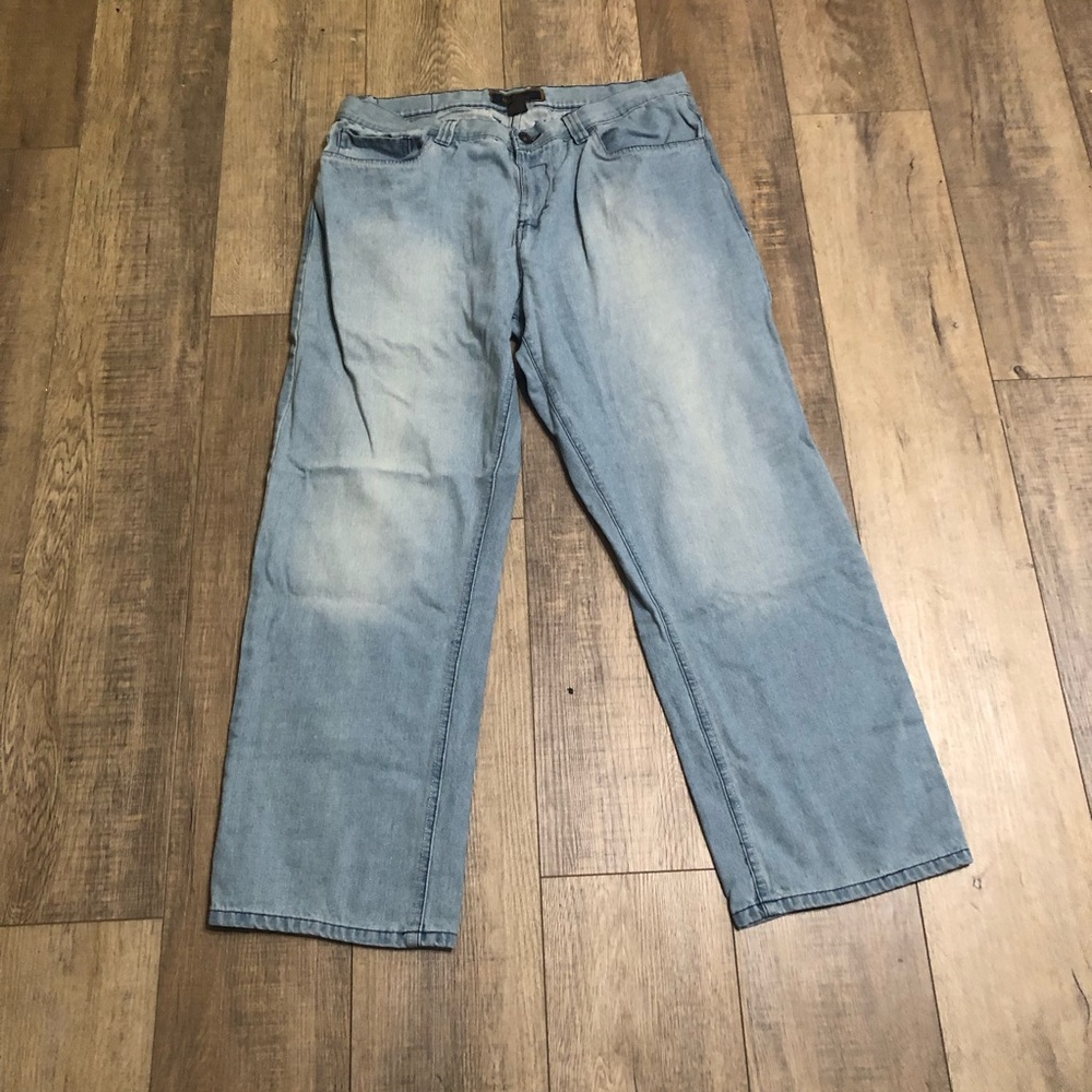 Halifax Mens Jeans 40x32  relaxed straight leg mid rise blue denim work pants